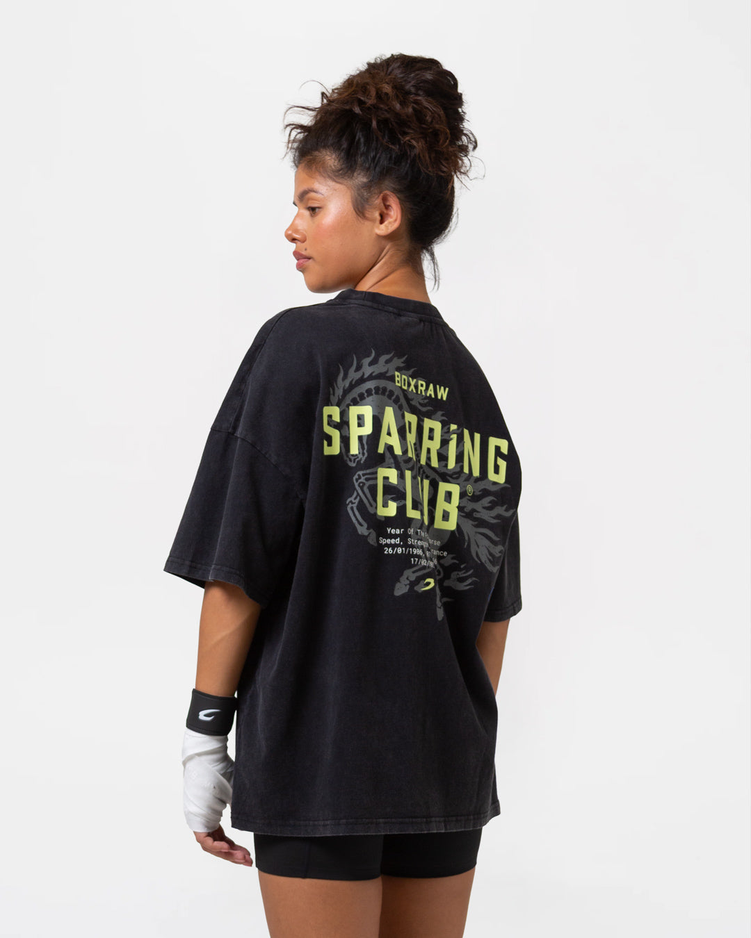Sparring Club Fire Horse Oversized T-Shirt - Washed Black