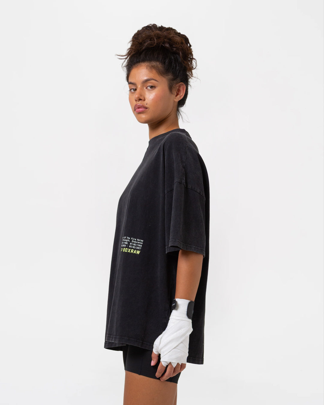 Sparring Club Fire Horse Oversized T-Shirt - Washed Black
