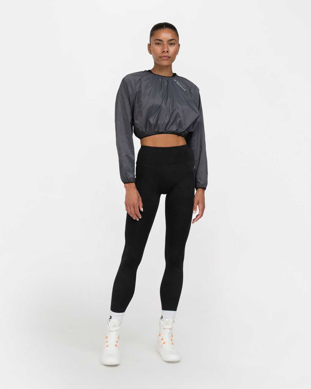 Genaro Cropped Windbreaker Crew - Charcoal