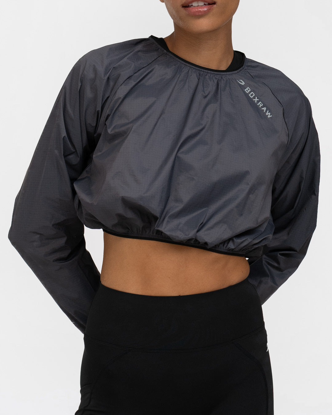 Genaro Cropped Windbreaker Crew - Charcoal