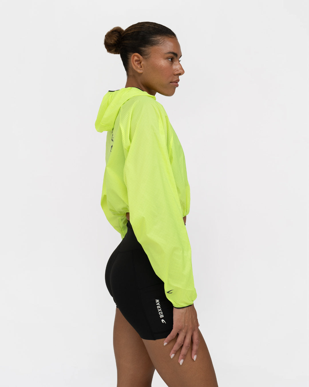 Genaro Cropped Windbreaker Hoodie - Neon Yellow