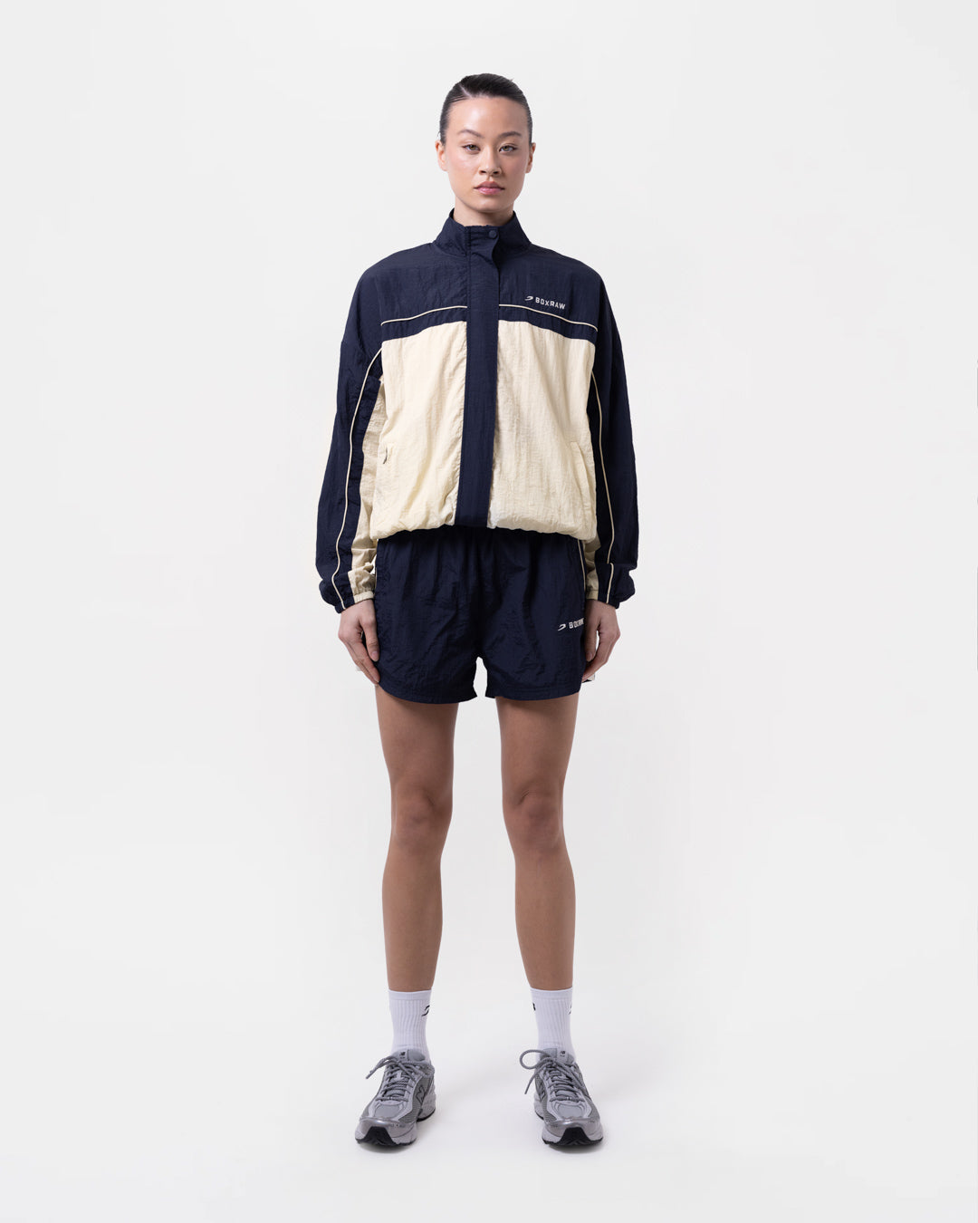 Nell Track Shorts - Navy/Cream