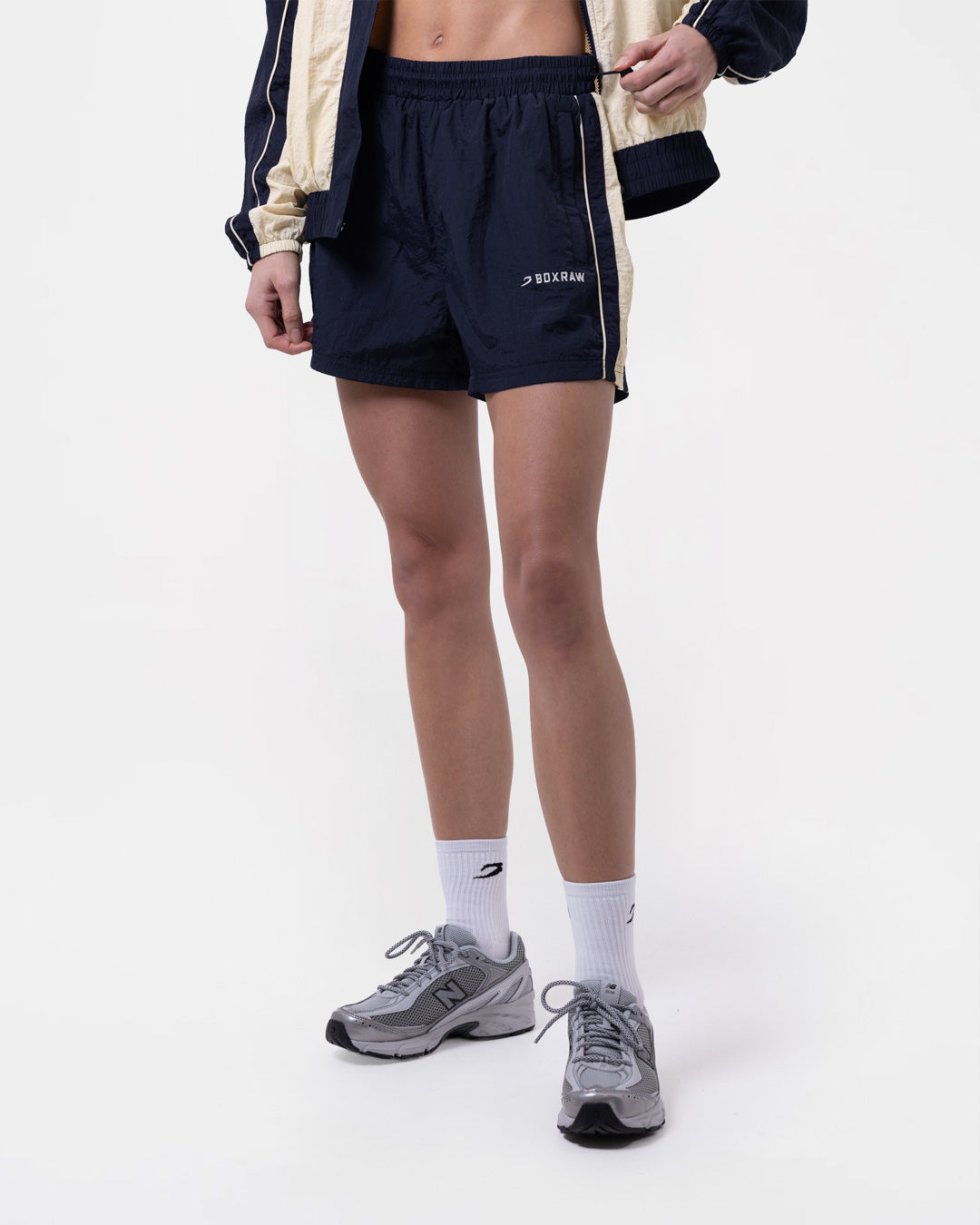 Nell Track Shorts - Navy/Cream