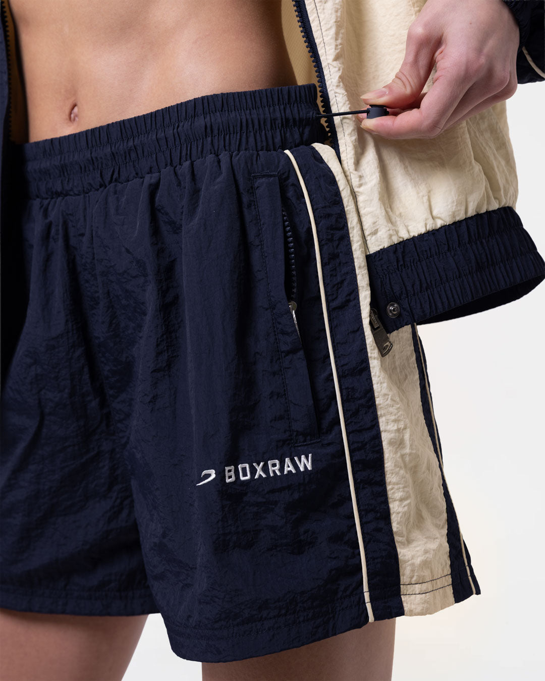 Nell Track Shorts - Navy/Cream