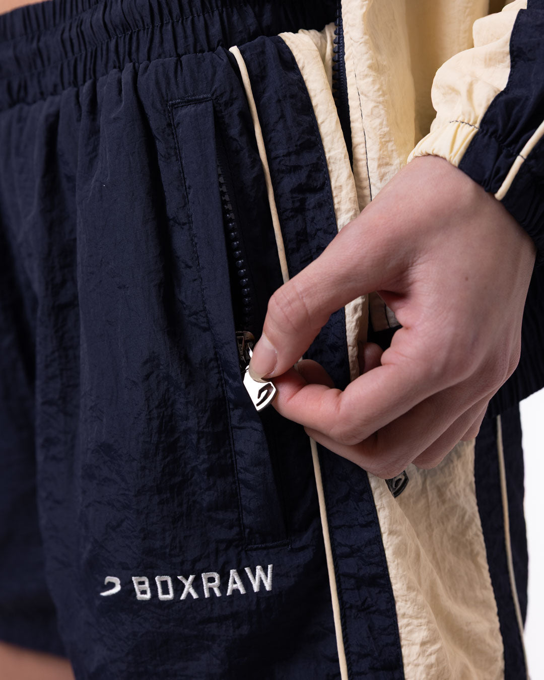 Nell Track Shorts - Navy/Cream