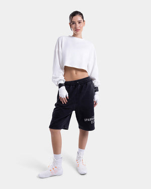 Strike Oversized Cropped Long Sleeve T-Shirt - White