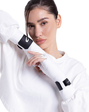 Strike Oversized Cropped Long Sleeve T-Shirt - White
