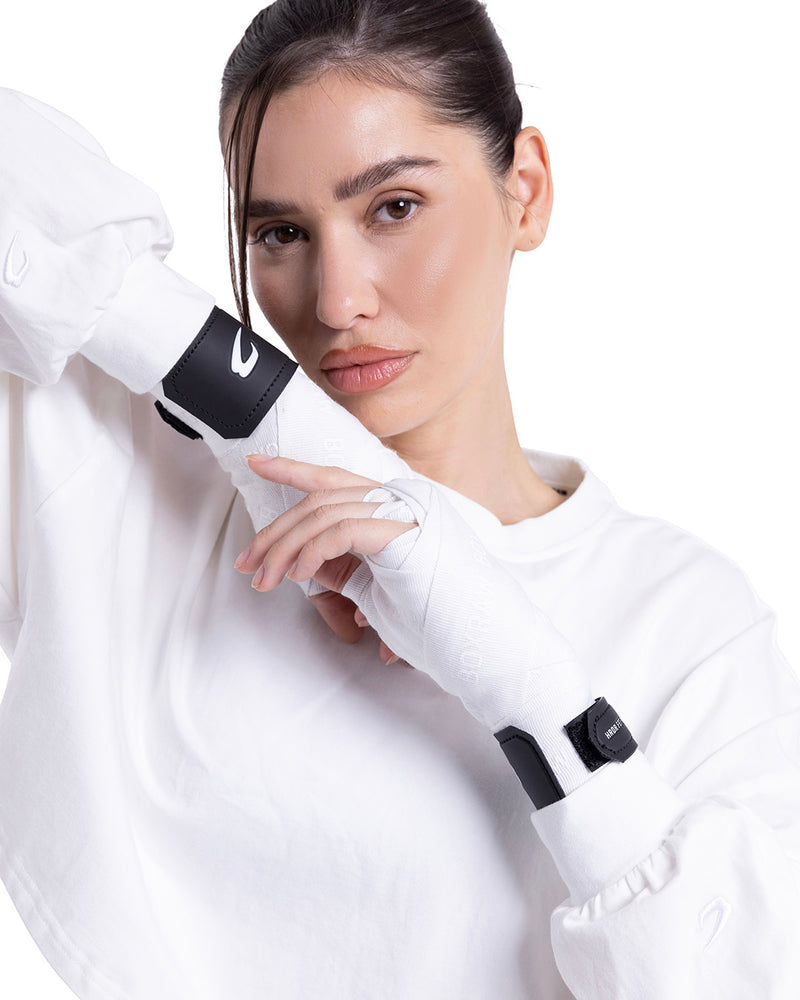 Strike Oversized Cropped Long Sleeve T-Shirt - White