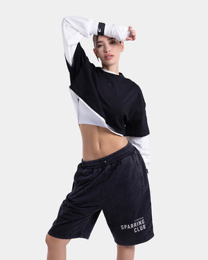 Strike Oversized Cropped Long Sleeve T-Shirt - White