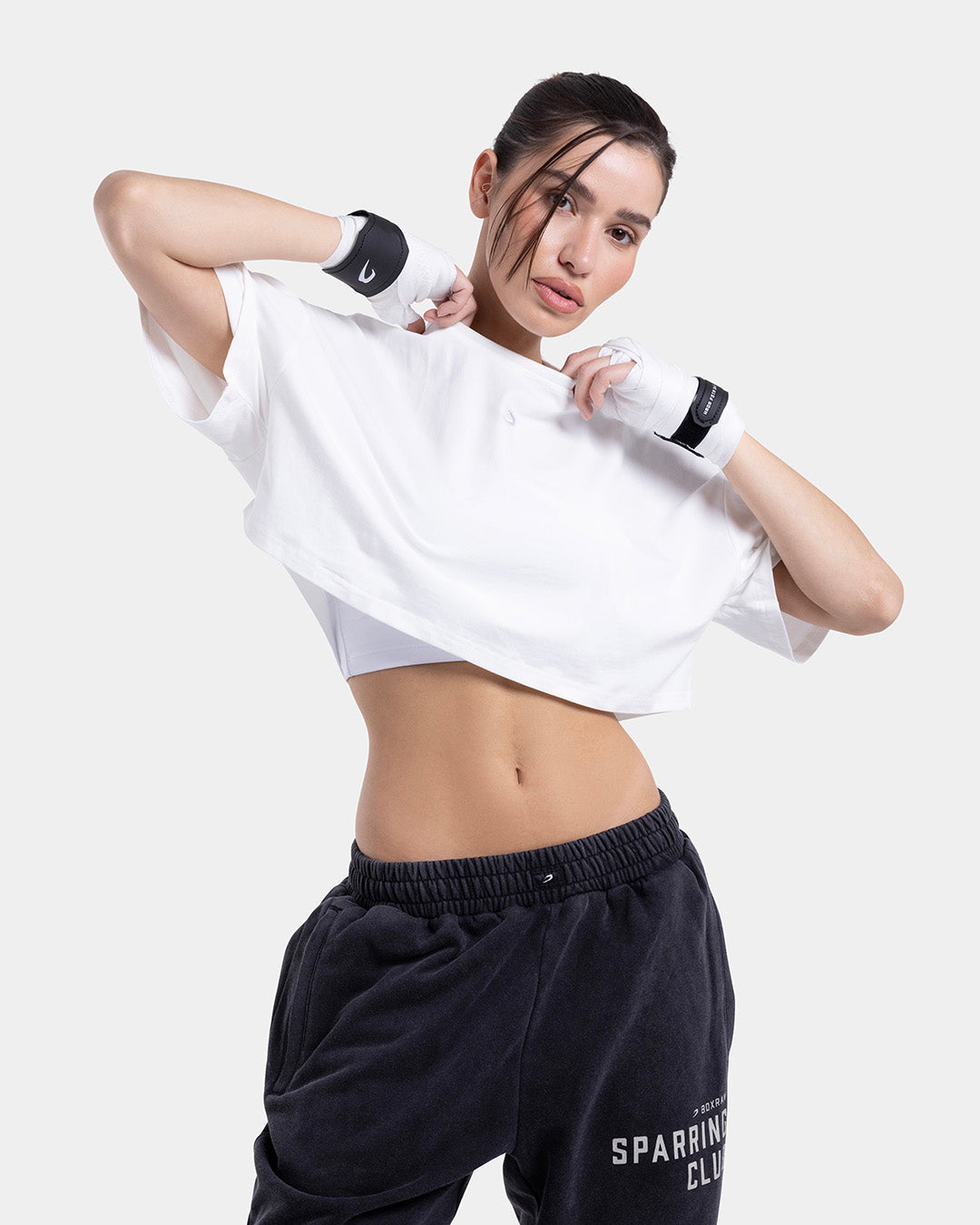 Strike Oversized Cropped T-Shirt - White | BOXRAW