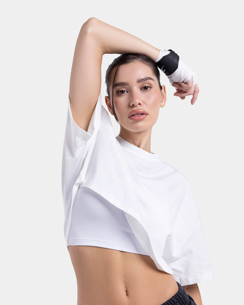 Strike Oversized Cropped T-Shirt - White