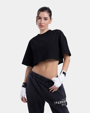 Strike Oversized Cropped T-Shirt - Black