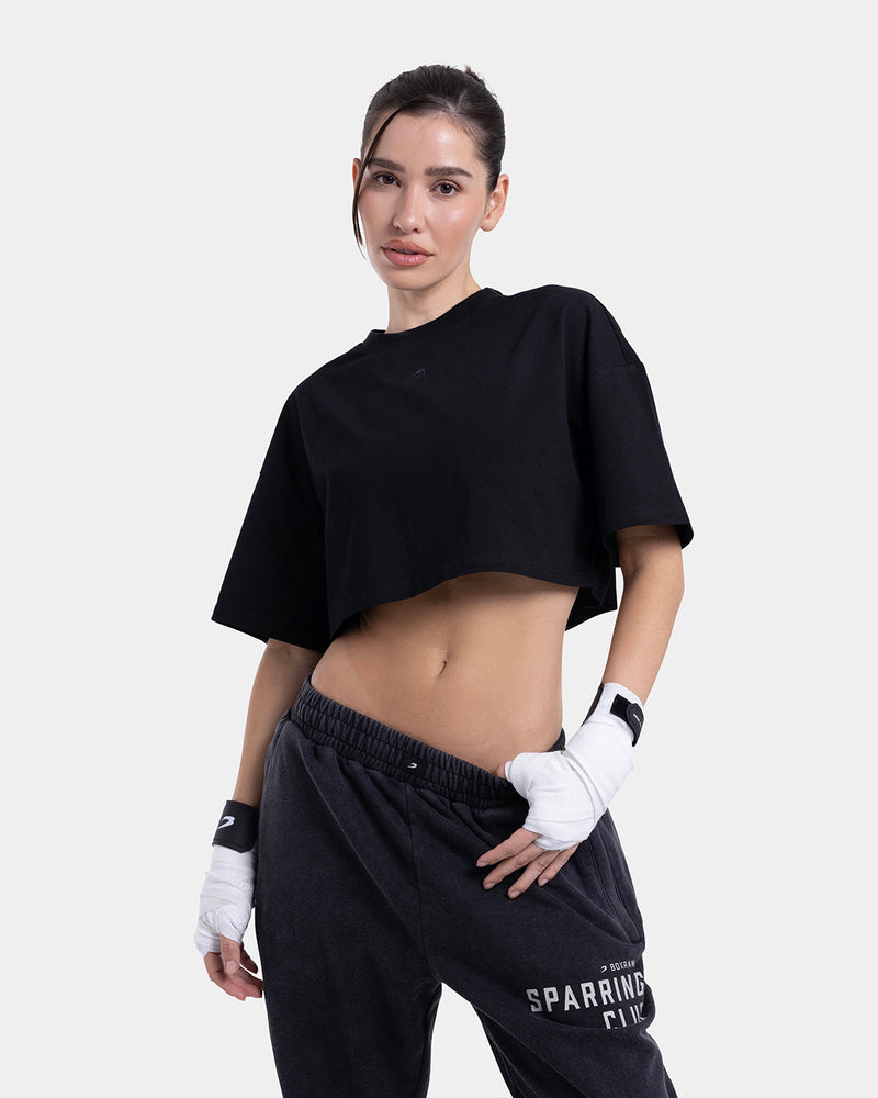 Strike Oversized Cropped T-Shirt - Black