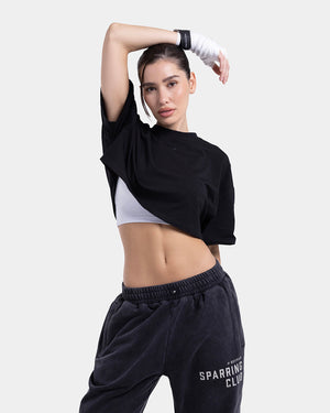 Strike Oversized Cropped T-Shirt - Black