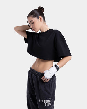 Strike Oversized Cropped T-Shirt - Black