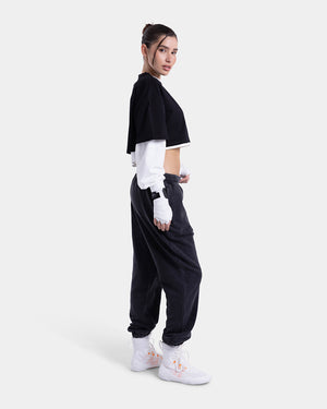 Strike Oversized Cropped T-Shirt - Black