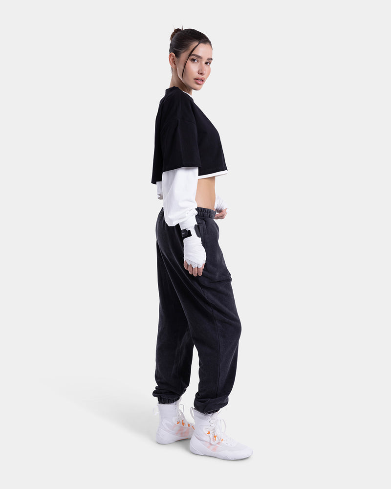Strike Oversized Cropped T-Shirt - Black