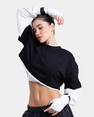 Strike Oversized Cropped T-Shirt - Black