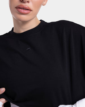 Strike Oversized Cropped T-Shirt - Black