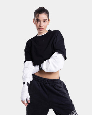 Strike Oversized Cropped T-Shirt - Black