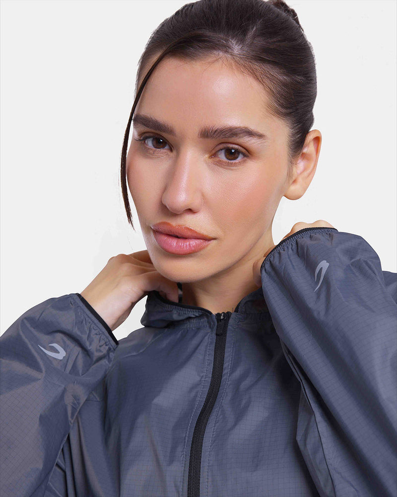 Genaro Zip Up Windbreaker - Charcoal