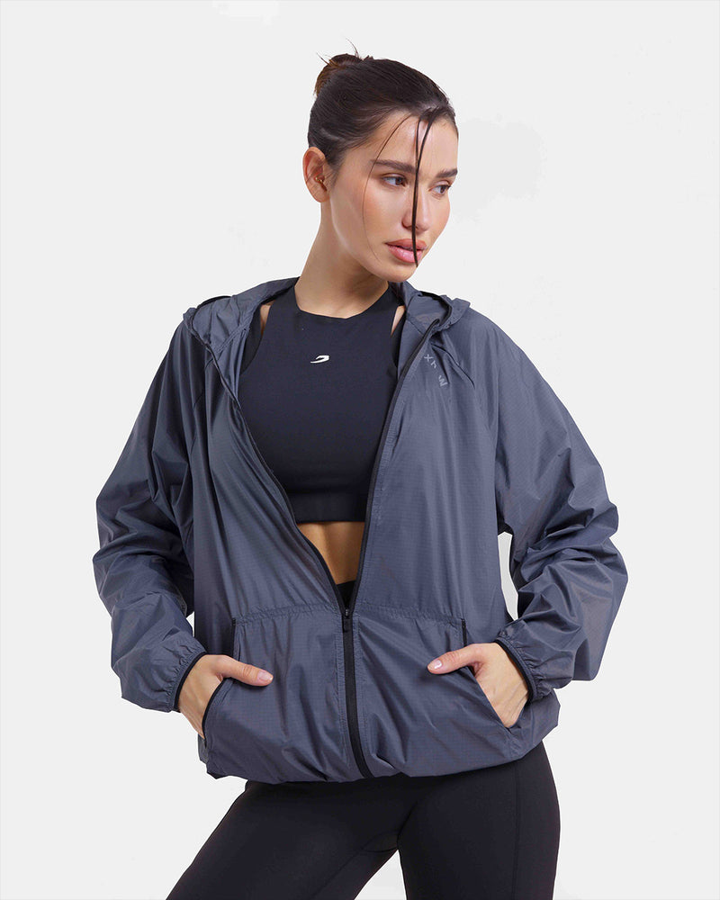 Genaro Zip Up Windbreaker - Charcoal