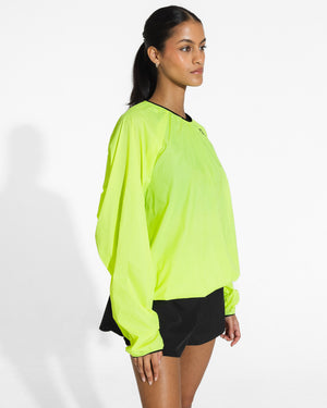 Genaro Oversized Windbreaker Crew - Neon Yellow