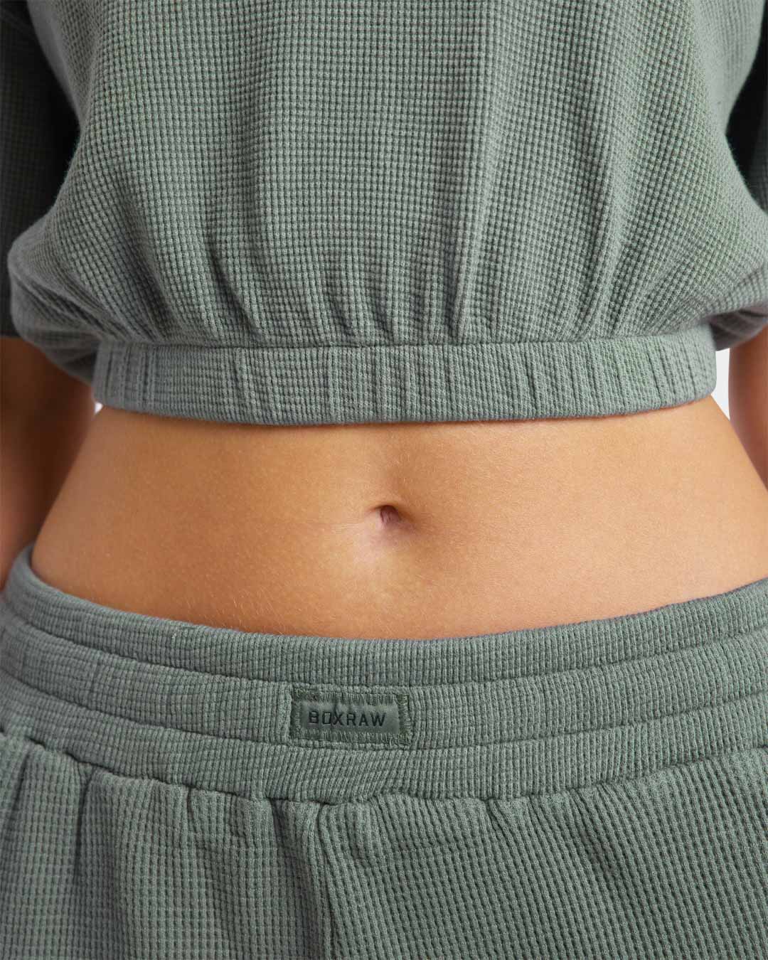 Shirley Waffle Cropped T-Shirt - Green