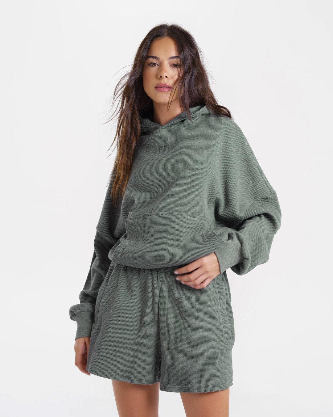 Shirley Waffle Hoodie - Green