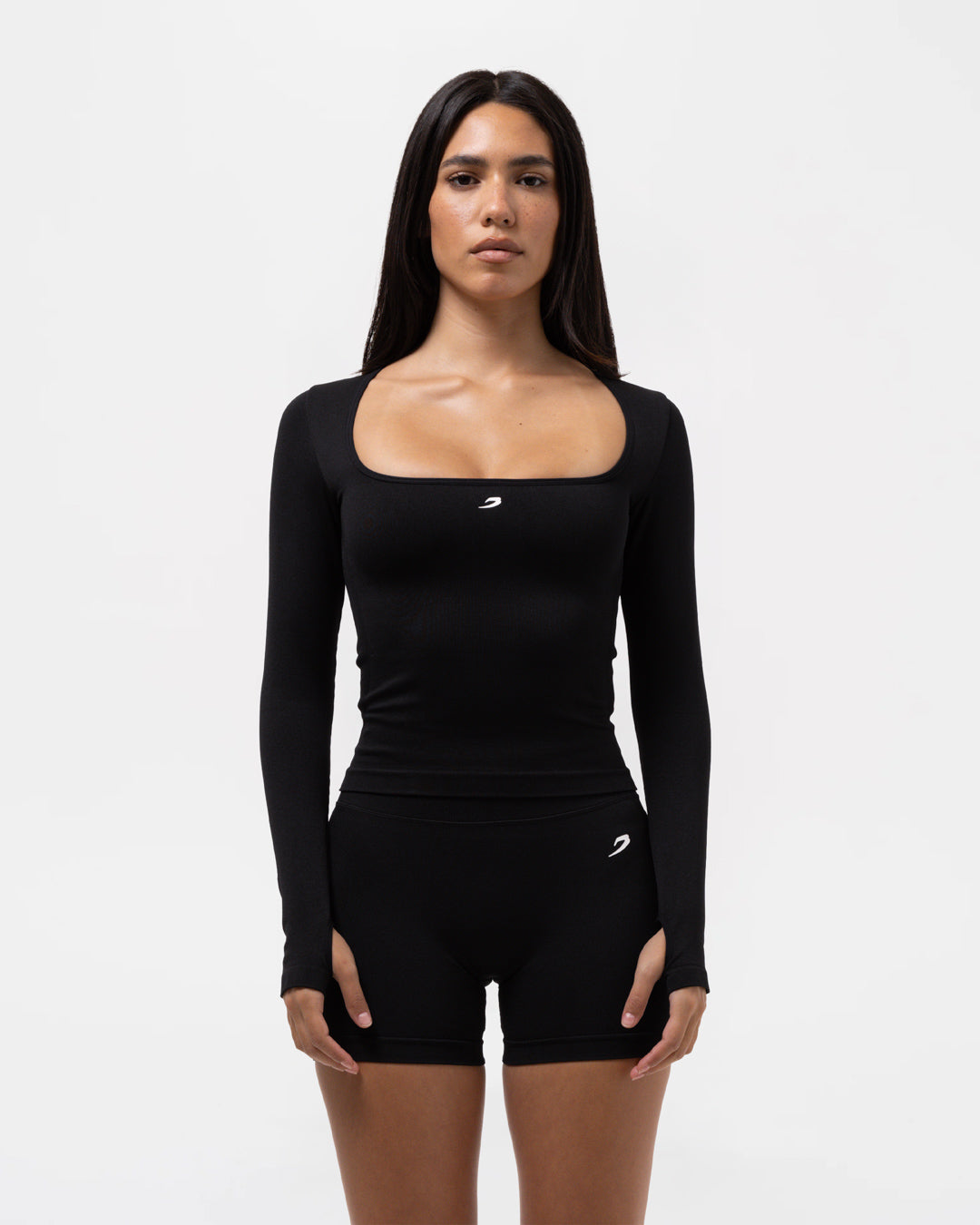 Giselle Seamless Long Sleeve T-Shirt - Black