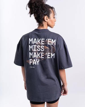 Make 'Em Miss Oversized T-Shirt - Charcoal