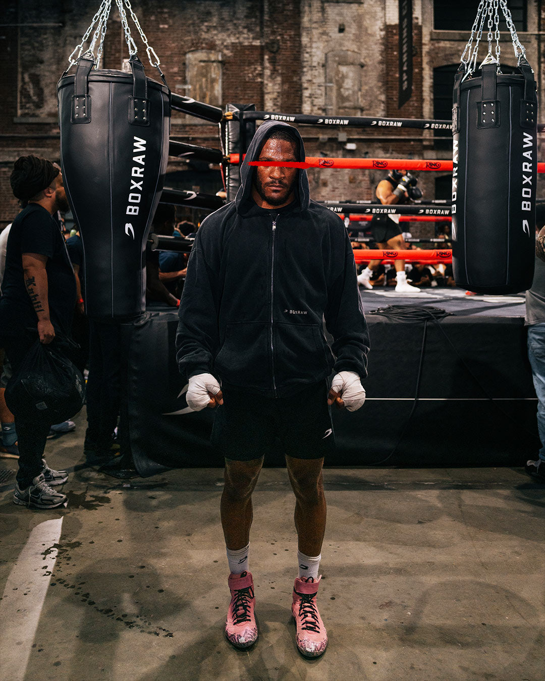 Sparring Club Oversized Zip Up Hoodie - Washed Black