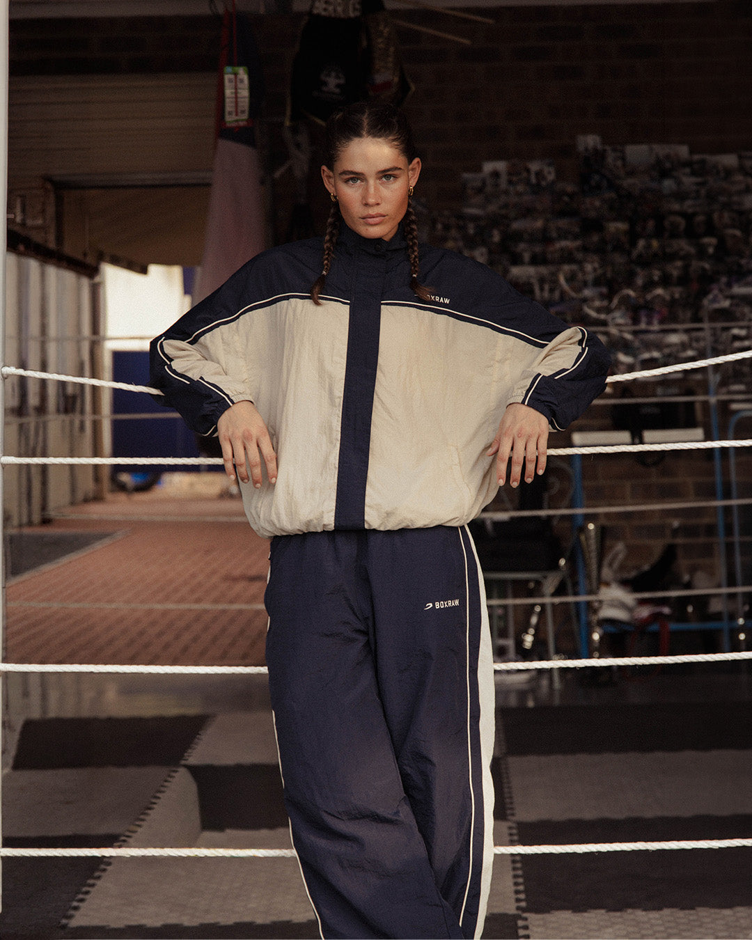 Nell Track Bottoms - Navy/Cream