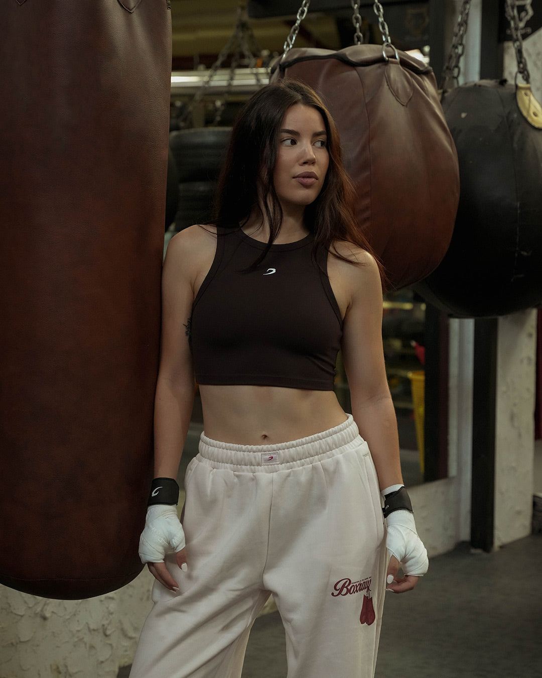 Tammy Racer Crop Top - Brown