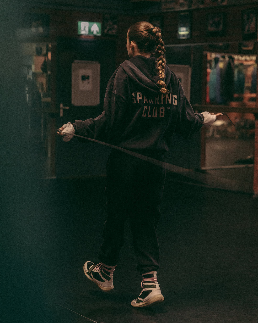 Sparring Club Oversized Zip Up Hoodie - Washed Black