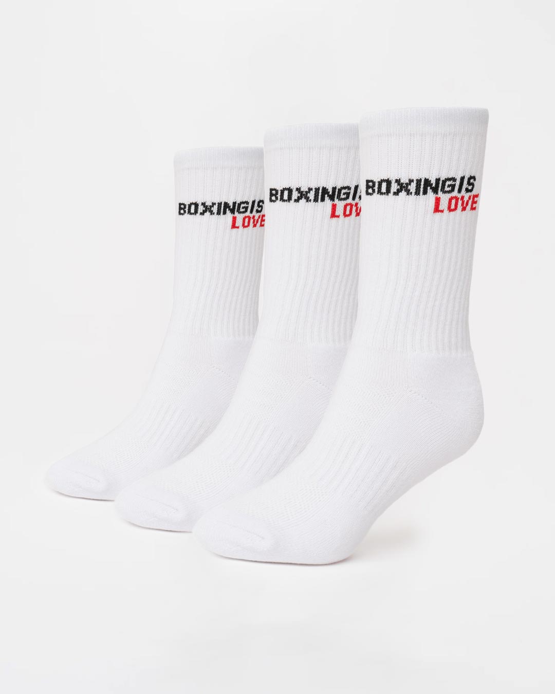 Boxing Is Love Crew Socks (3 Pairs) - White