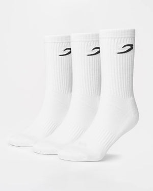 BOXRAW Crew Socks (3 Pairs) - White