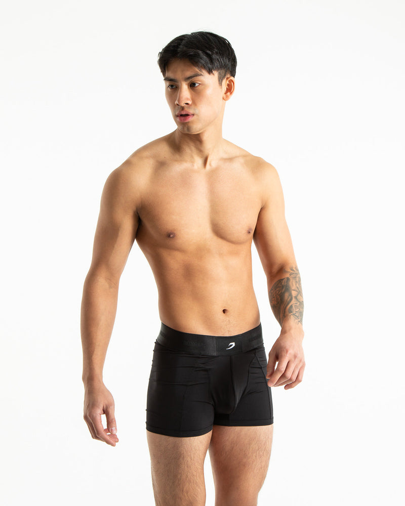 Men's Slim Fit Flatlock Seams Boxers - Black