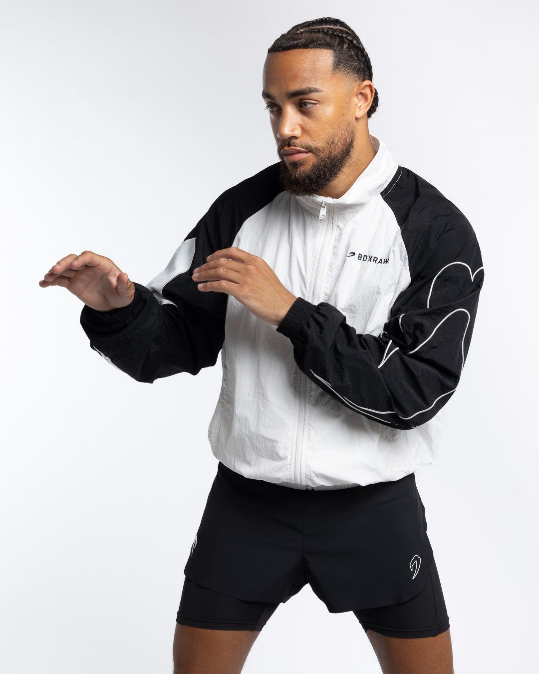 Tunero Track Jacket - White/Black | BOXRAW