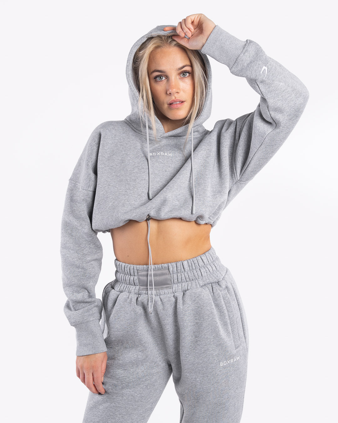Johnson Cropped Hoodie - Grey | BOXRAW