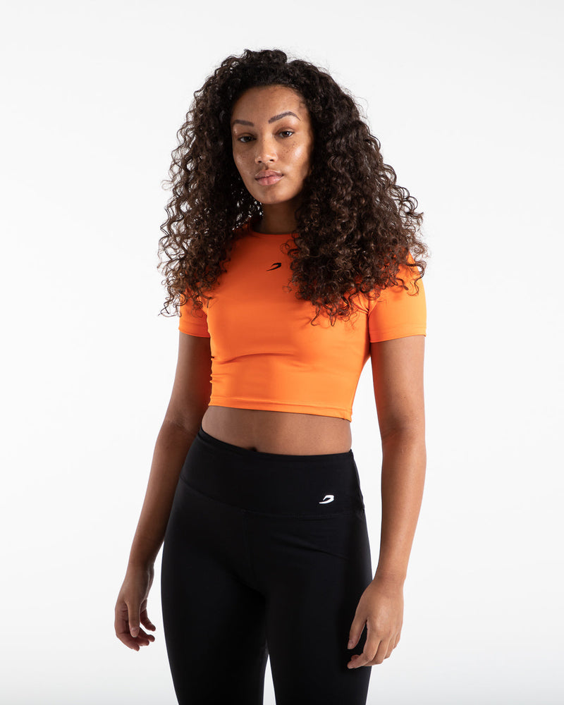 Women's Training Short Sleeve Crop Top - Orange