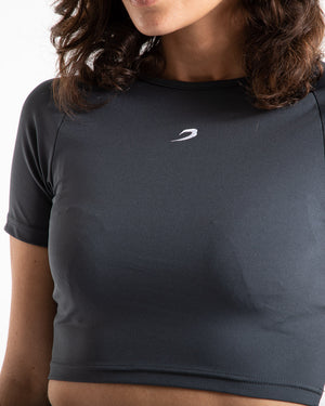 Women's Women's Training Short Sleeve Crop Top - Charcoal
