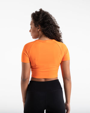 Women's Training Short Sleeve Crop Top - Orange
