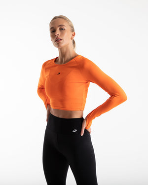Women's Training Long Sleeve Crop Top - Orange